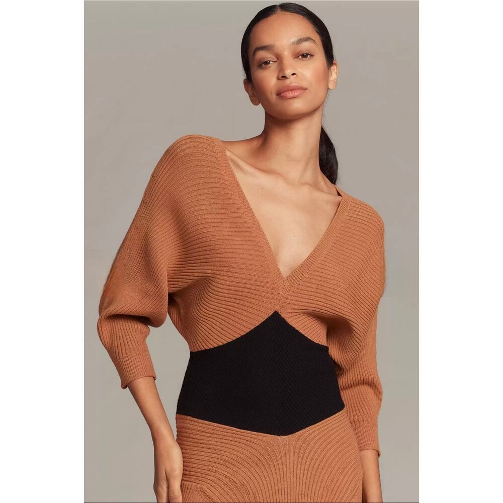 NWT Anthropologie Smocked-Waist Ribbed Sweater Dress. Size M. Retails $168